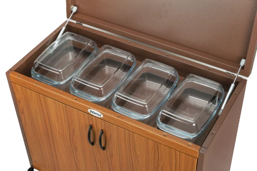 Wansa 4DTLL, Food Warmer Trolley with Teak Finish – 4 Dishes
