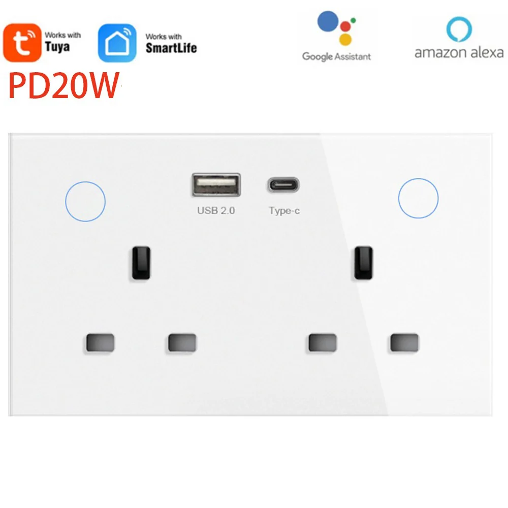 Gopeta, WiFi 13A UK Double Socket with 2 USB outlets (USB-A & USB-C)