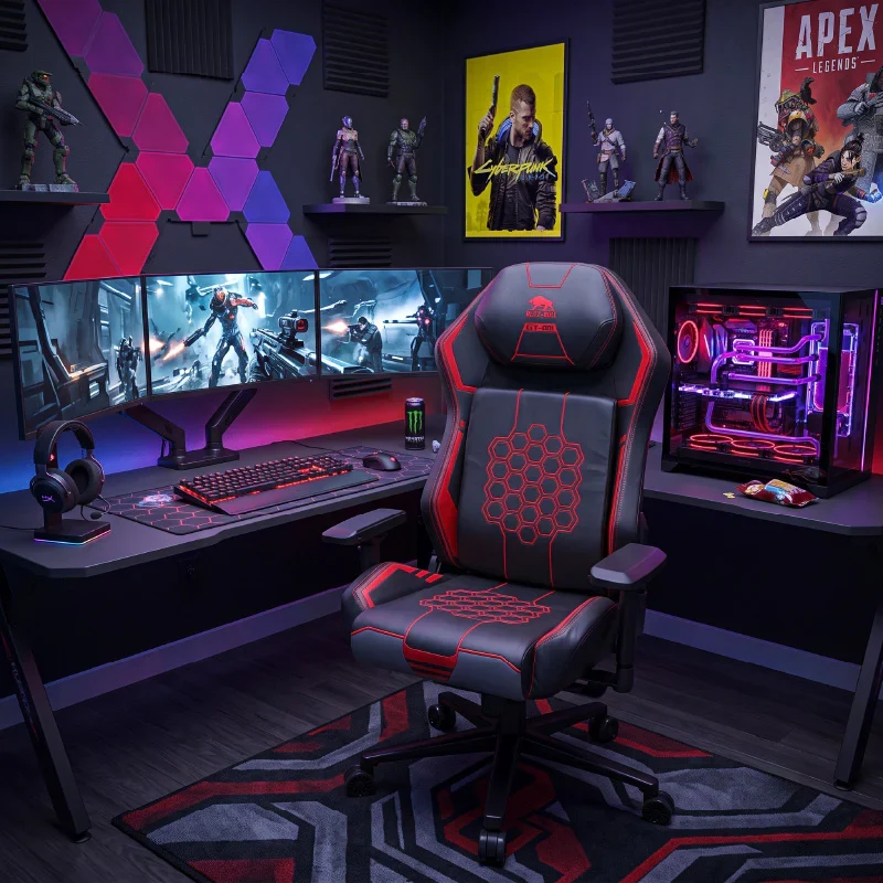 Black Bull Super Pro Gaming Chair with Gamax P201-RB RGB Carbon Fiber Gaming Table 140x100x74cm