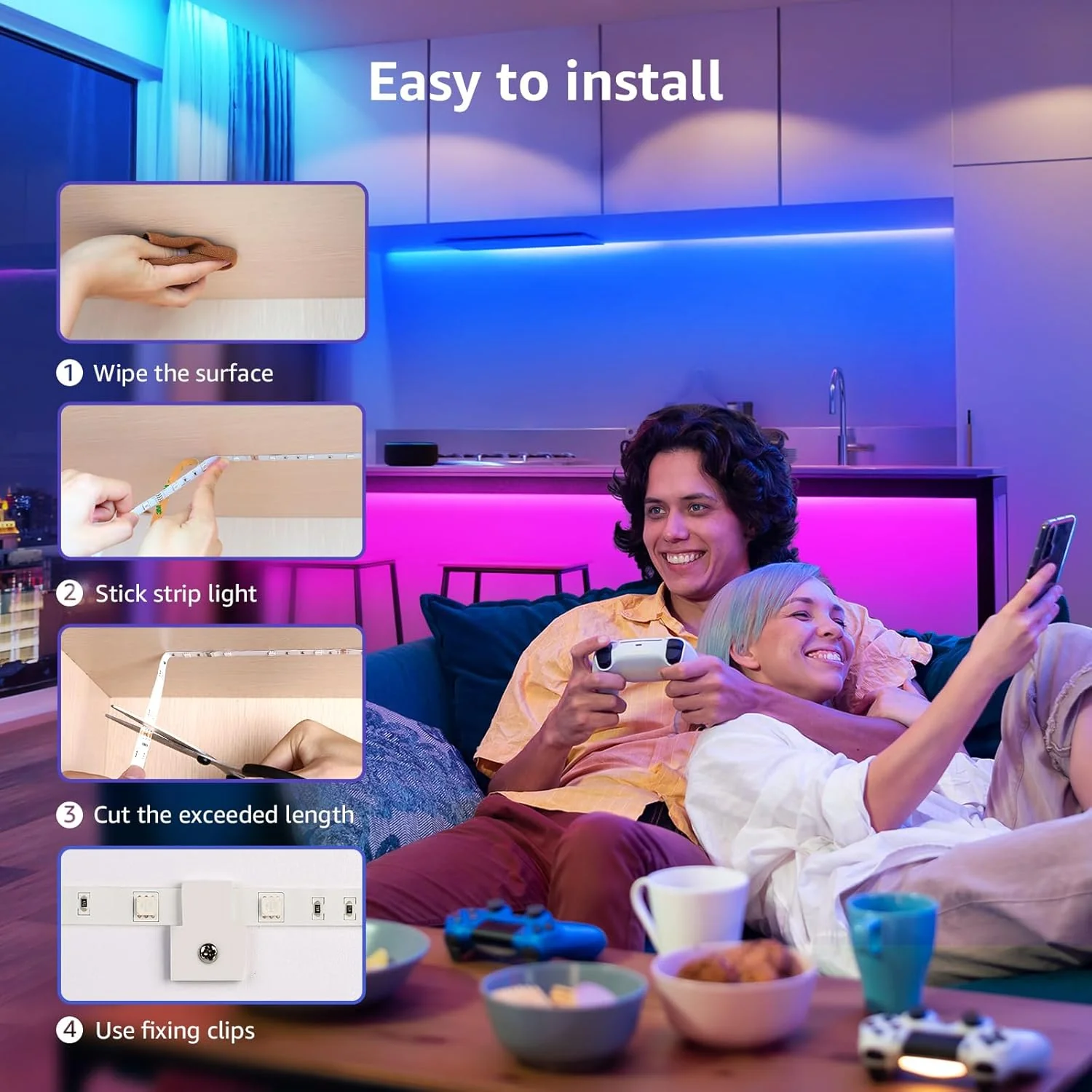 Gopeta, TUYA Smart WiFi LED Strip Light 5m, RGB+CW (2700–6500K) – WiFi & Bluetooth Dual Mode