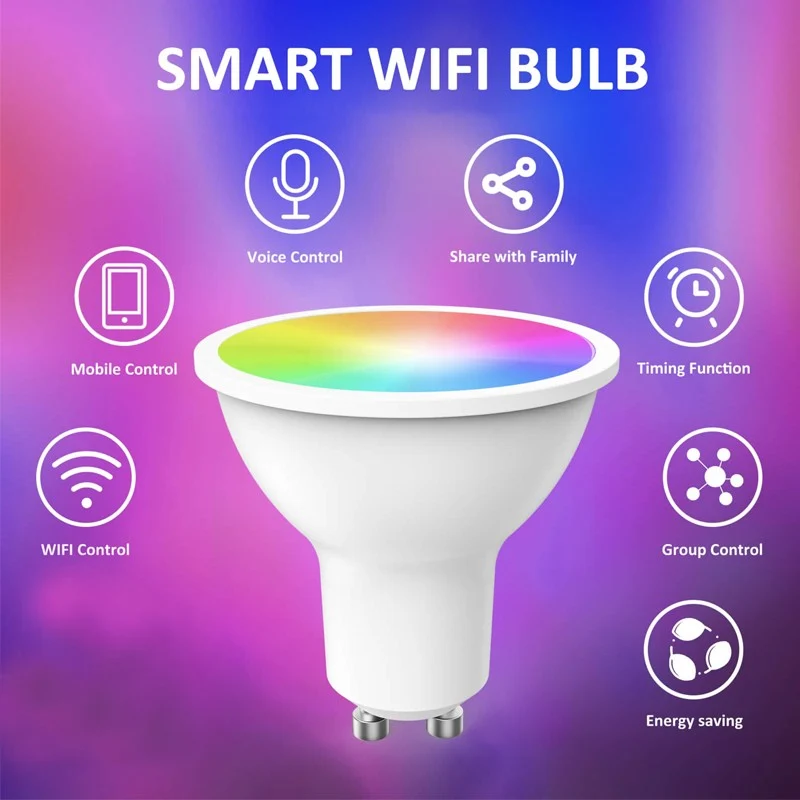 Gopeta GU10, TUYA Smart WiFi Bulb RGB+CW (2700–6500K) – WiFi & Bluetooth Dual Mode