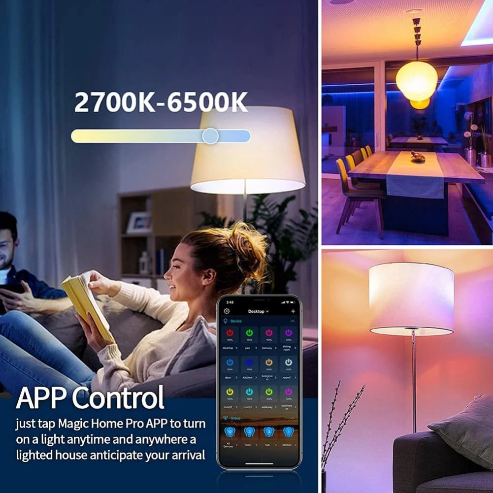 Gopeta, TUYA Smart WiFi Bulb RGB+CW (2700–6500K) – WiFi & Bluetooth Dual Mode