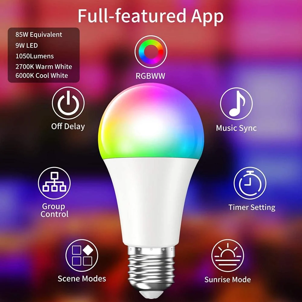 Gopeta, TUYA Smart WiFi Bulb RGB+CW (2700–6500K) – WiFi & Bluetooth Dual Mode