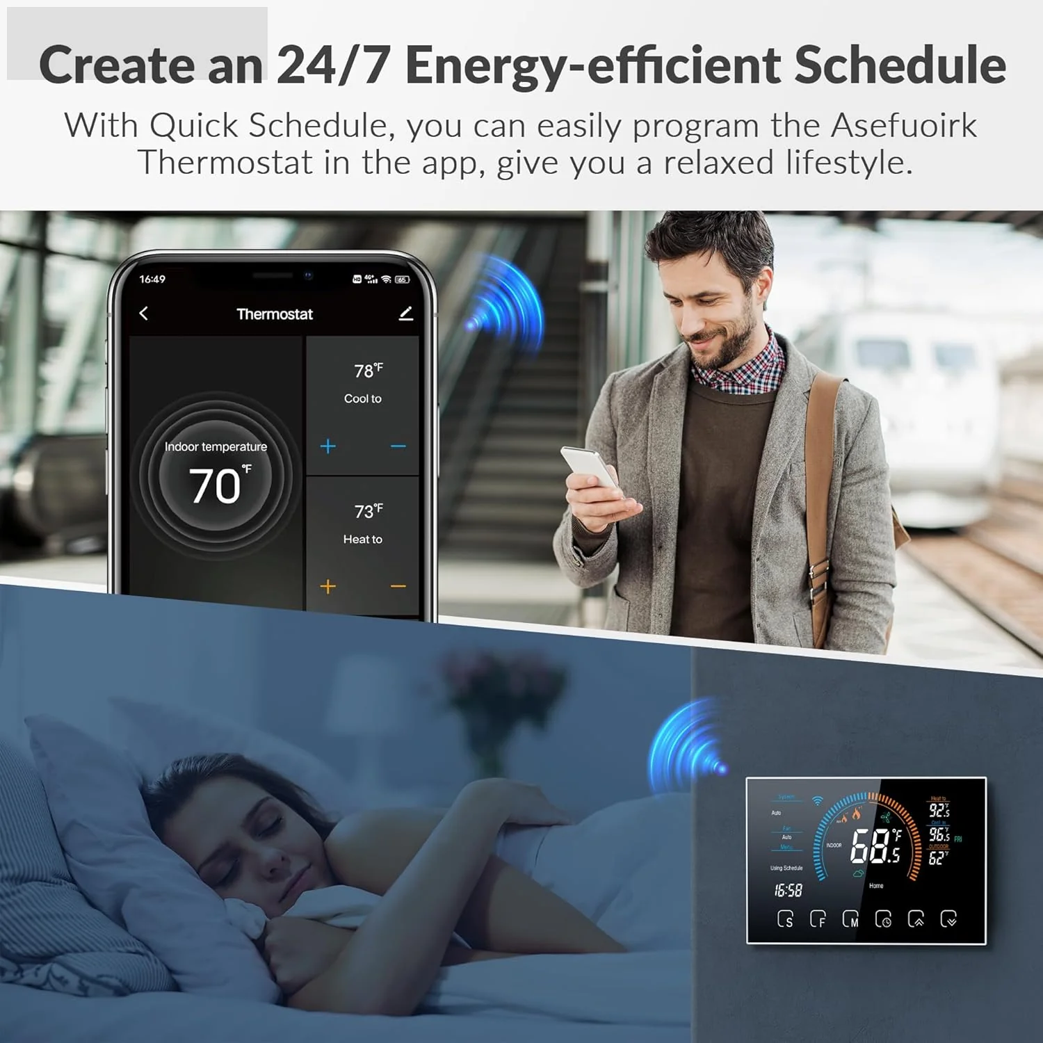 Gopeta, Smart Wifi Thermostat for Home, 4.8" Touch Screen