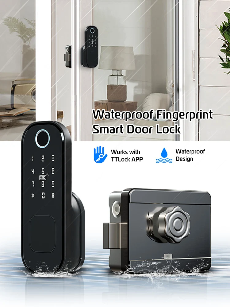 Gopeta VD08, TTLock Smart Outdoor Lock for Metal Gates, Fingerprint, RFID & App Control