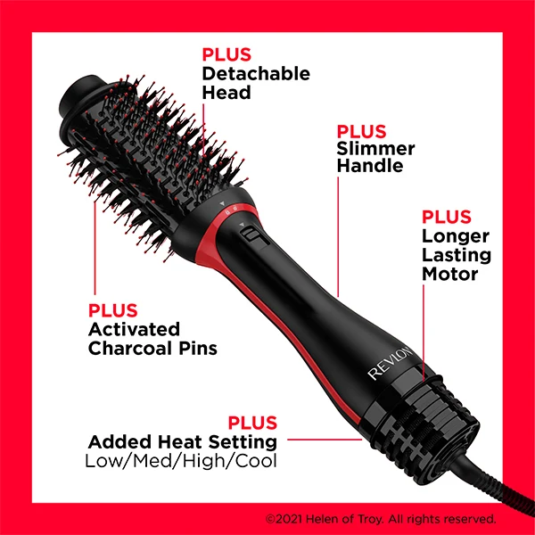 Revlon, One-Step Volumiser Plus – 30% Smaller Oval Brush, Titanium Ceramic Tourmaline, Ionic Technology – Smooth, Voluminous Hair