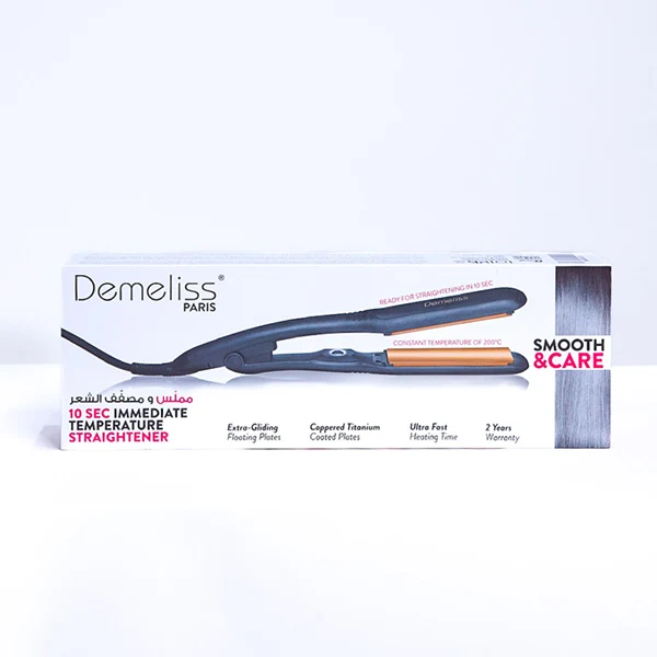 Demeliss Paris, Smooth & Care Hair Straightener with Titanium-Copper Floating Plates