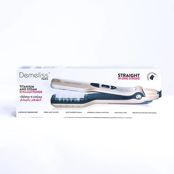 Demeliss Paris, Titanium and Steam Hair Straightener with Digital Temperature Control (150–230°C)