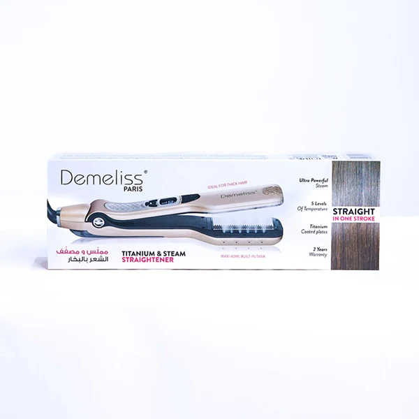 Demeliss Paris, Titanium and Steam Hair Straightener with Digital Temperature Control (150–230°C)