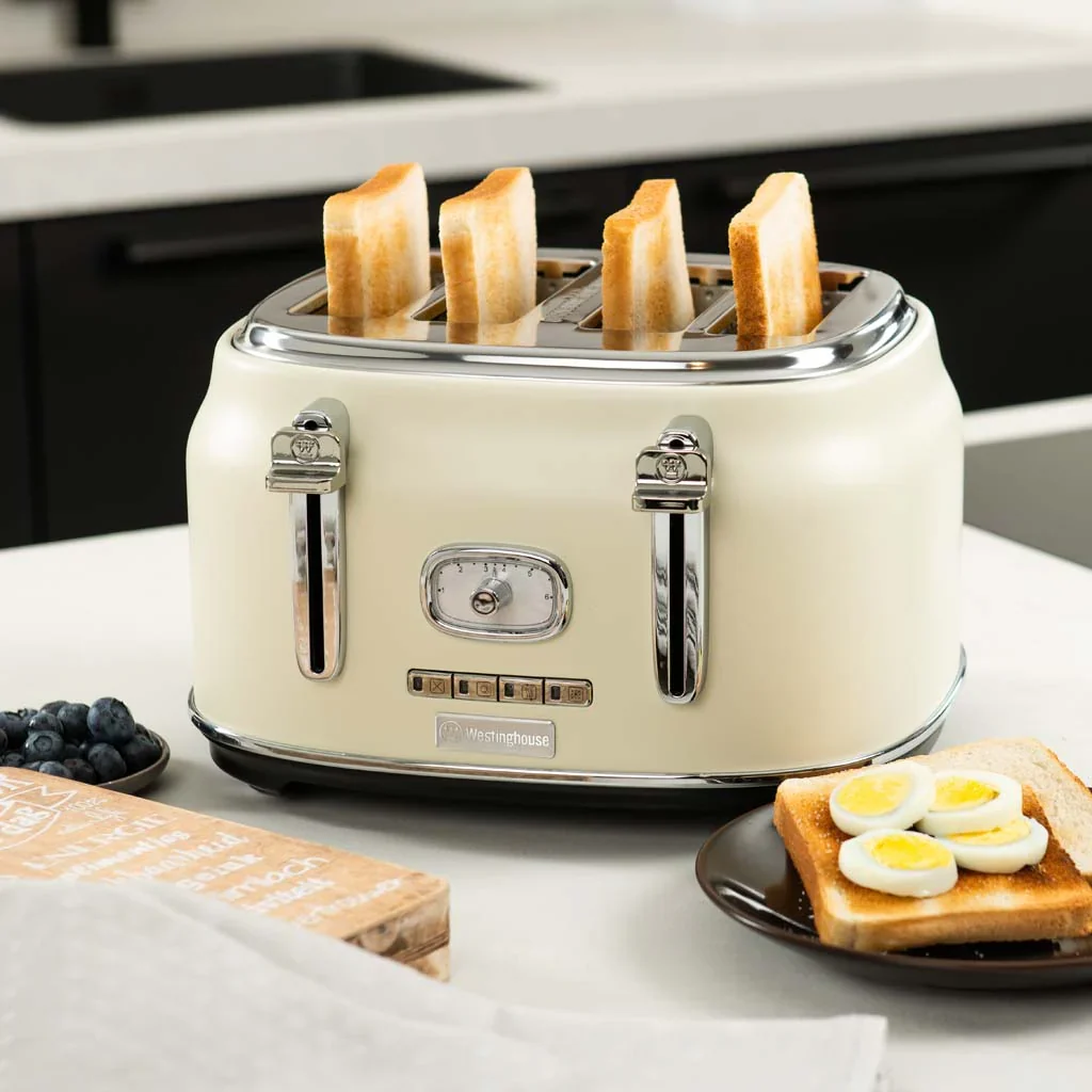 Westinghouse, Retro 4-Slice Toaster with Adjustable Browning & Reheat Function – 1750W