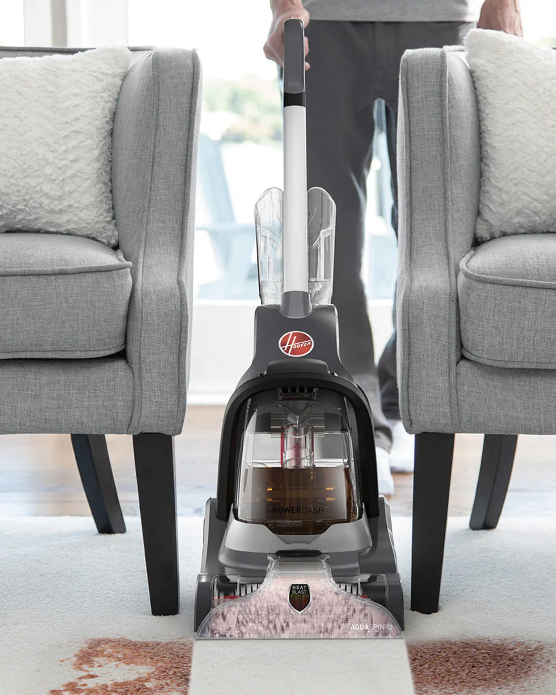 Hoover CDCW-PDME, PowerDash Compact Carpet Washer – SpinScrub Technology, AutoMix, Extra-Long Hose