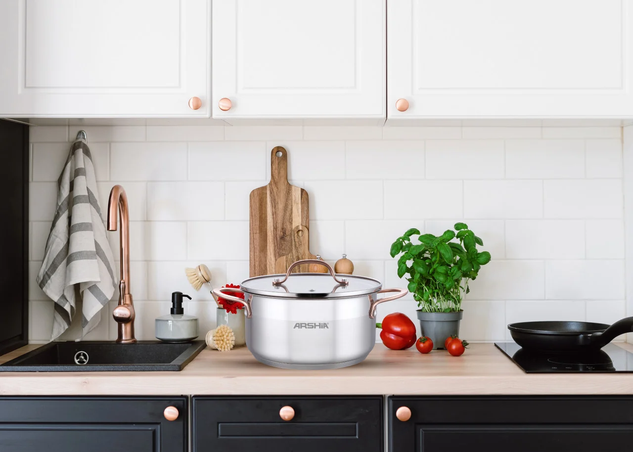 Arshia SS014-2973, 20cm Stainless Steel Casserole With 2 Lids