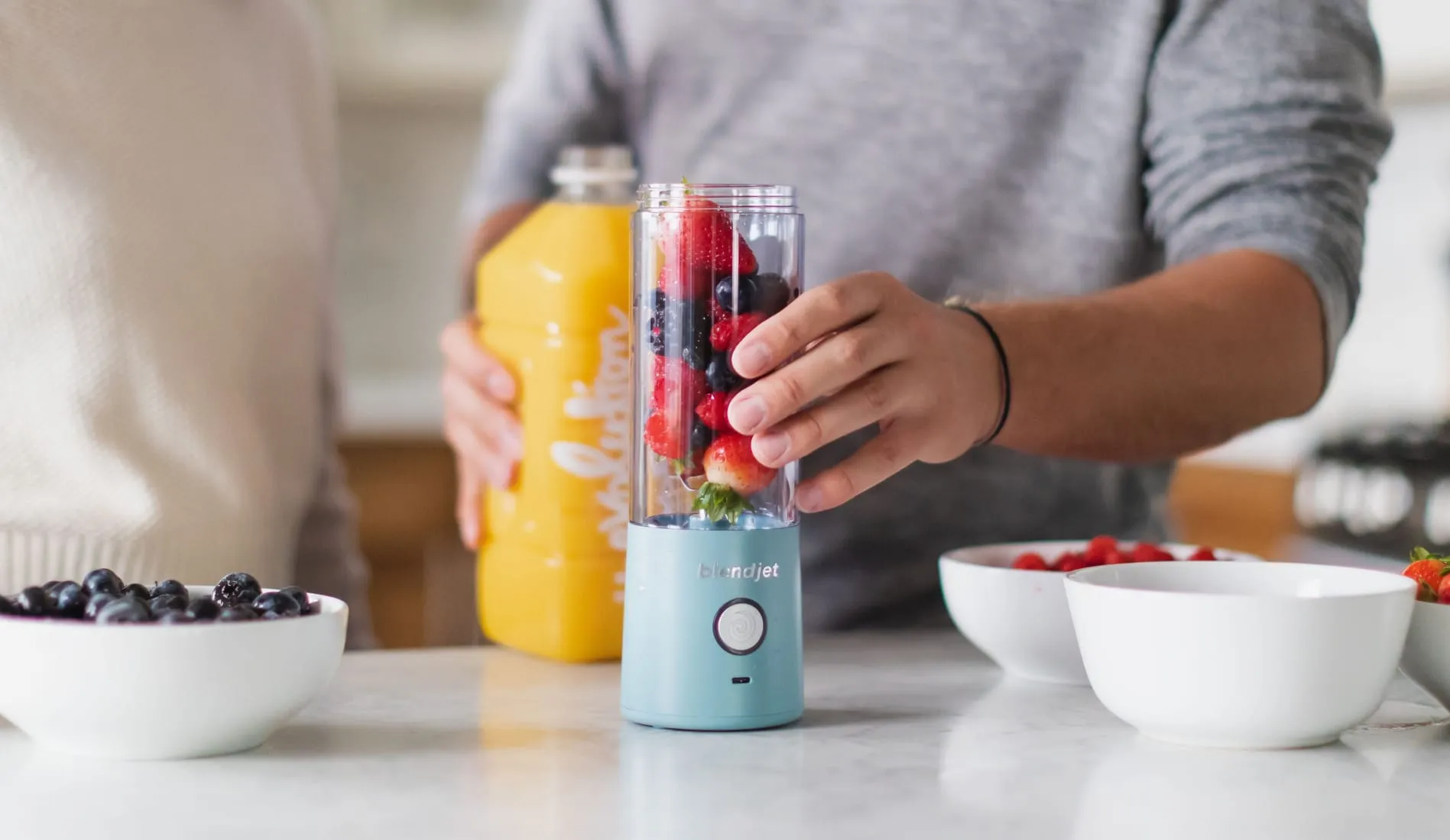 Blendjet V2 Portable Blender 16oz, Smoothie Maker, Fruit Blender, BPA-Free, 475ml, 200W, Sports Bottle, USB-C Rechargeable - Glacier