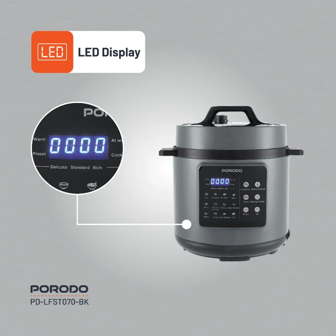 Porodo Lifestyle 1300W Multi-Cuisine Pressure Cooker, 6L – Black