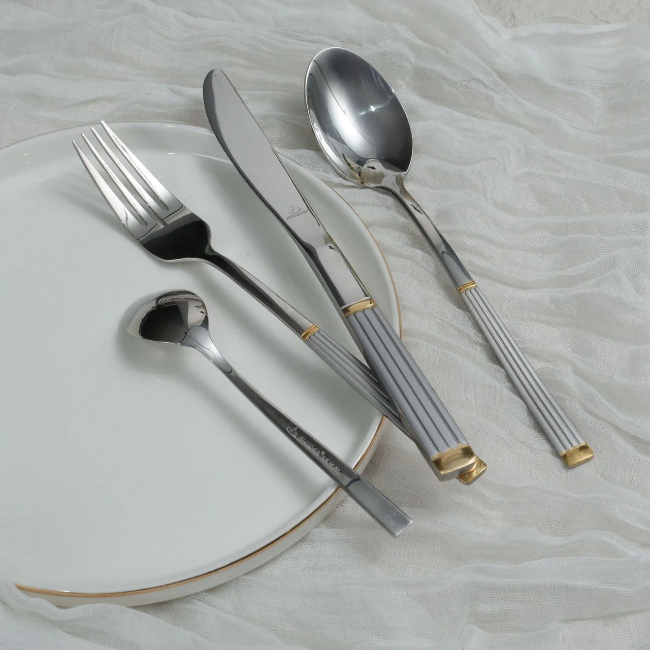 Arshia TM287GS-3090, Cutlery Set 86pcs – Gold & Silver Finish