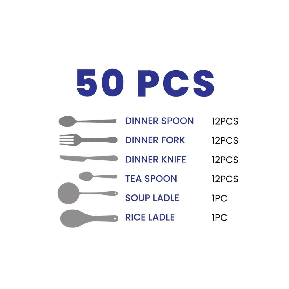 Arshia TM1401GS-3016, Premium Stainless Steel Cutlery Set – 50pcs