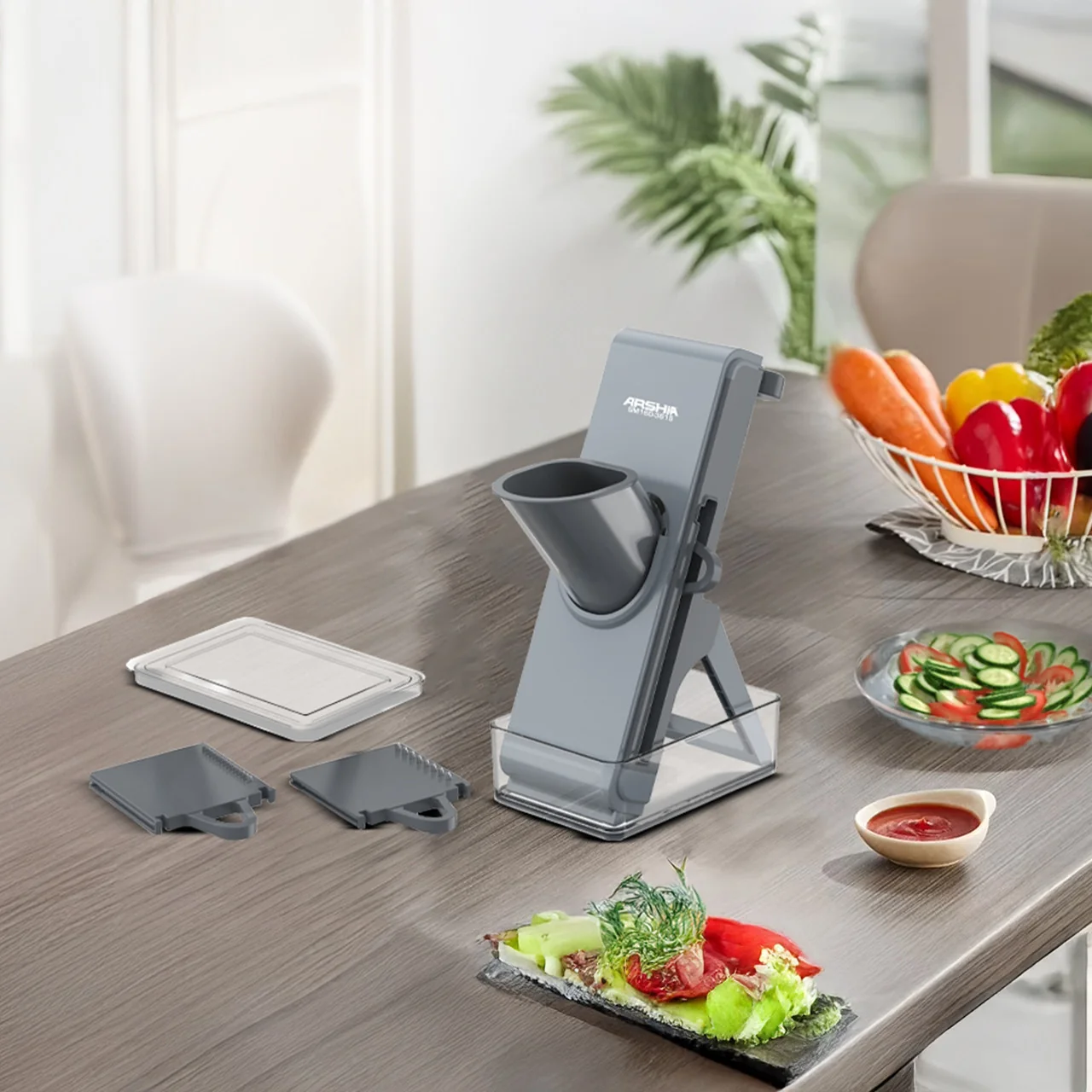 Arshia GR360-3615, Plastic Grater with Interchangeable Blades