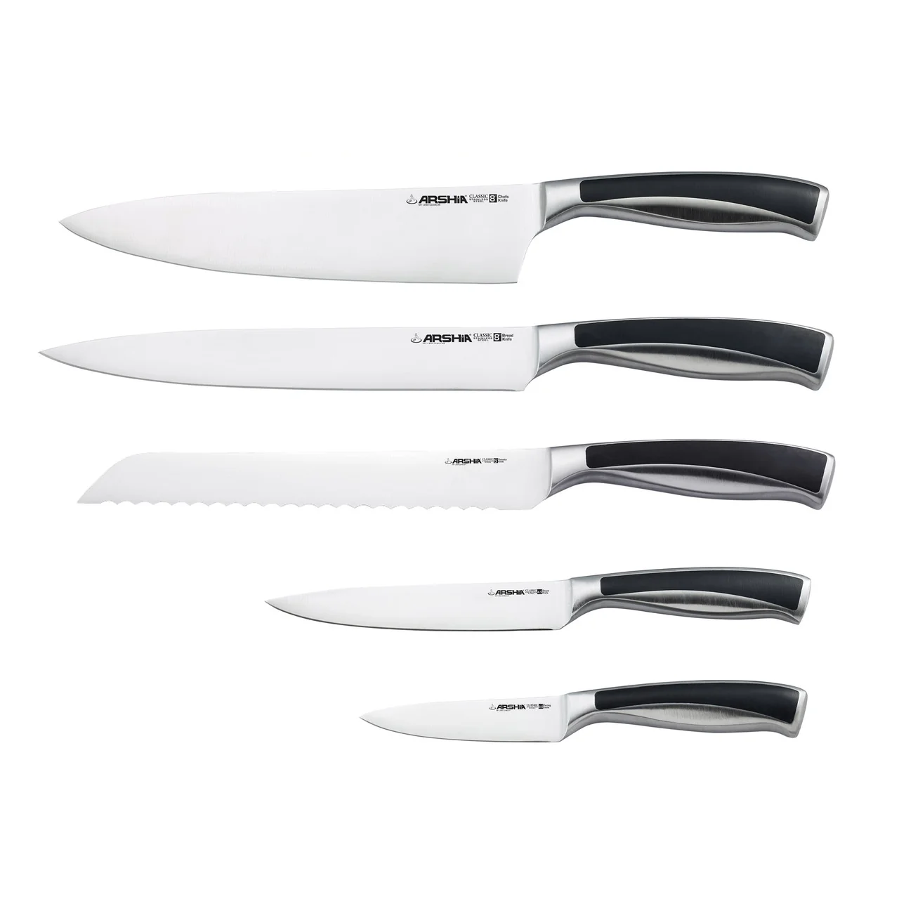 Arshia KS270-3548, 6-Piece Knife Set With Wooden Block
