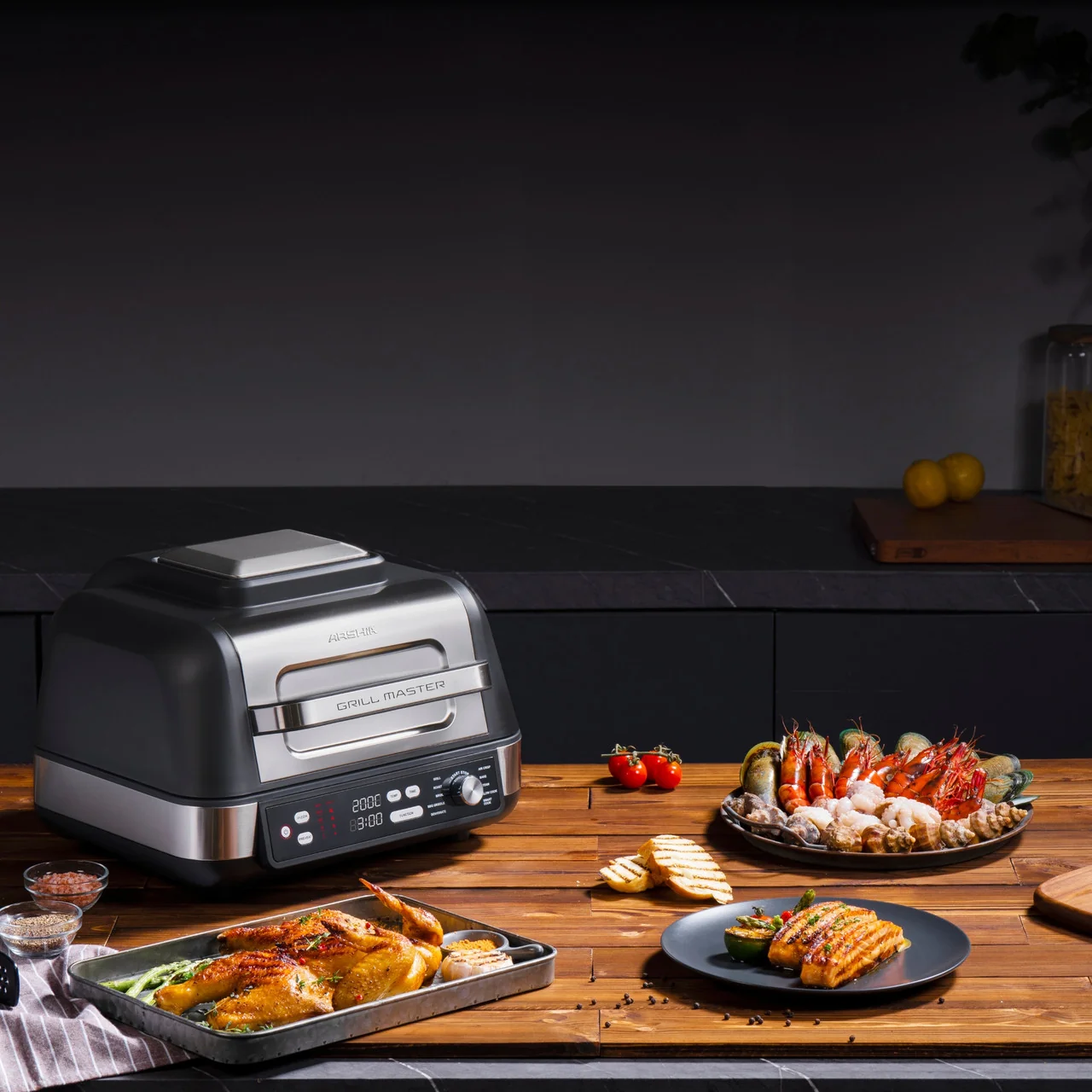 Arshia GM498-3305BS, 10-in-1 Air Fryer Grill Master 1750W – 10L XL Capacity