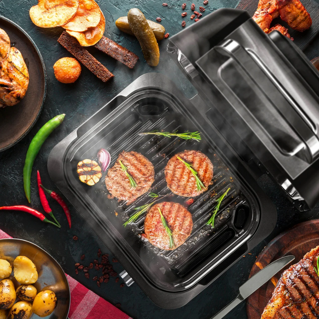 Arshia GM498-3305BS, 10-in-1 Air Fryer Grill Master 1750W – 10L XL Capacity