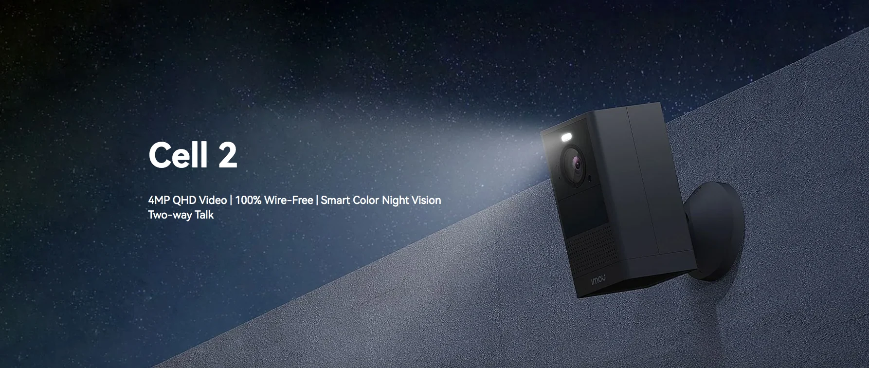 Imou Cell 2 4MP - Outdoor Battery Camera, Super HD 2K with Full Colour Nightvision - Black