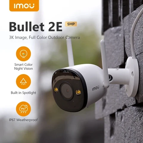 Imou Bullet 2E 5MP Outdoor Security Camera, AI Detection, Full-Color Night Vision, Two-Way Talk, and IP67 Weatherproof