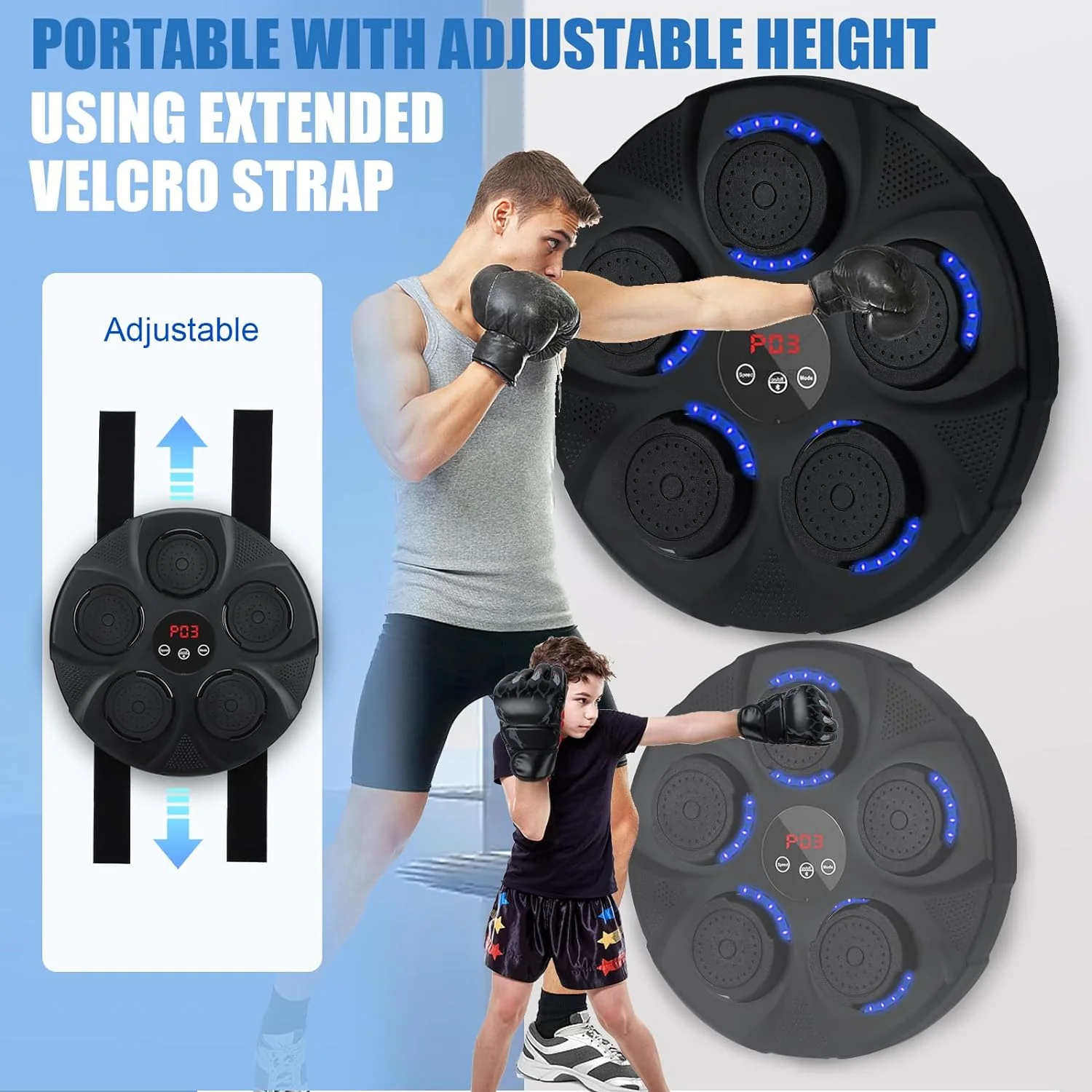 Black Bull Music Boxing Machine, Rechargeable Boxing Equipment, Home Smart Boxing Target Workout Machine Digital Boxing for Kids and Adults