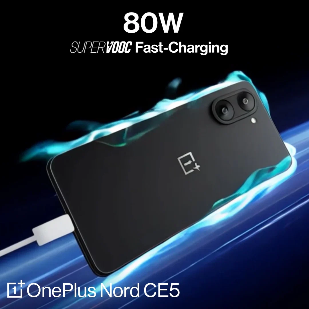 OnePlus Nord CE5 5G – 6.77-inch 120Hz AMOLED Display, 8GB RAM, 256GB Storage, Dimensity 8350, 80W Fast Charging
