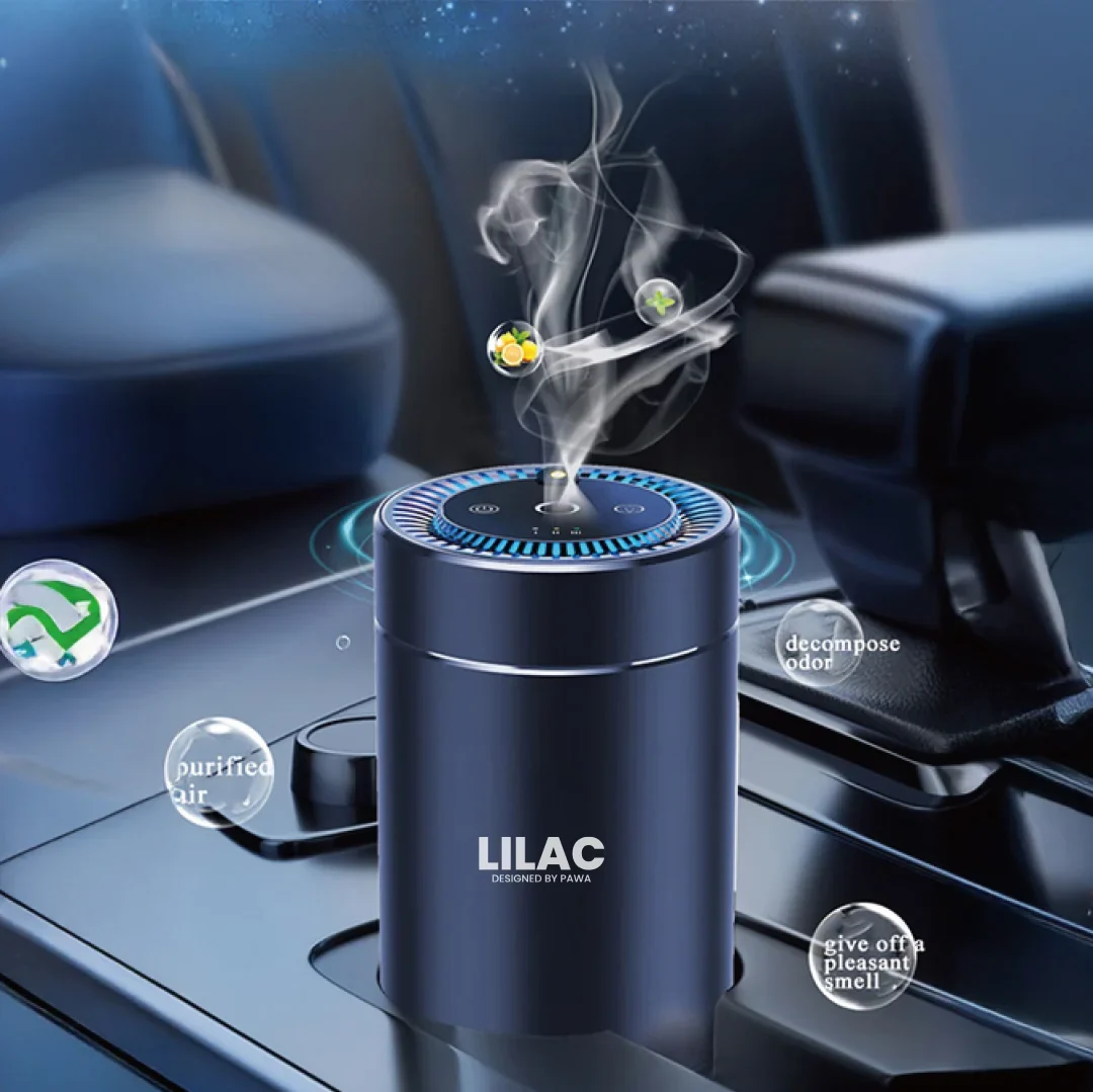 Pawa, Lilac Aroma Diffuser with Starry Light - Black