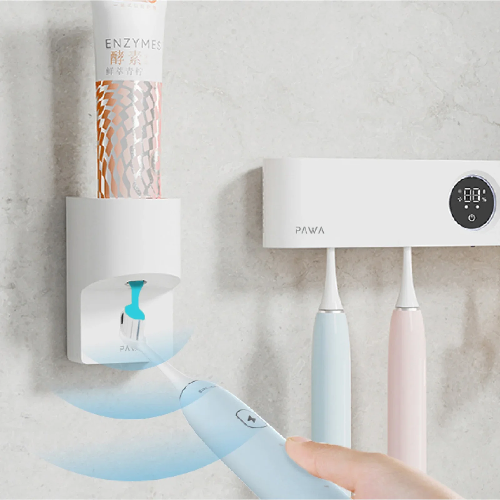 Pawa, Automatic Toothpaste Dispenser With Smart Sensing - White