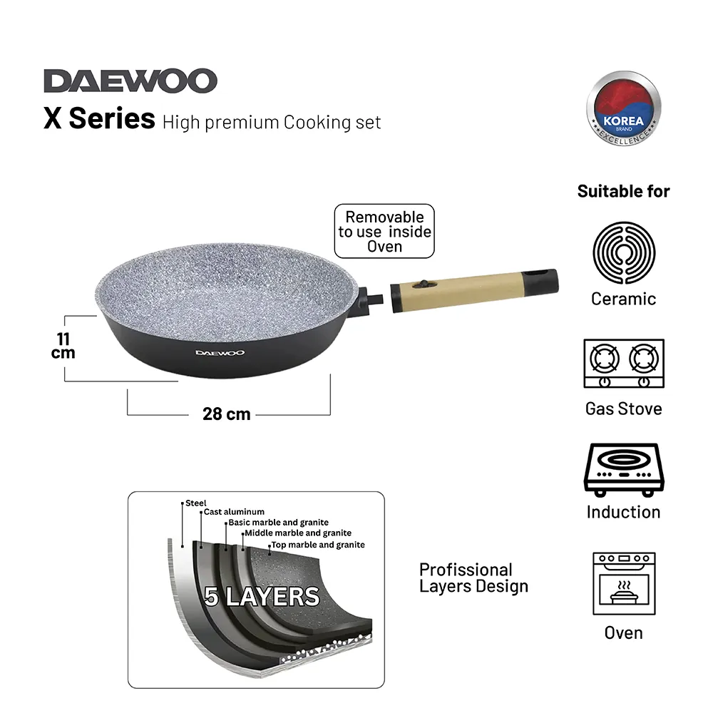 Daewoo Granite Frying Pan 28 cm - Black & Brown