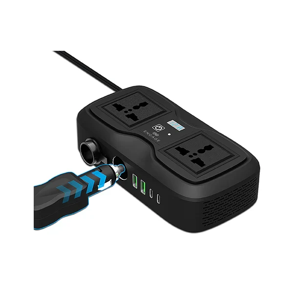 Engage, Portable Car Inverter with Dual AC Sockets and 4 Ports (200W)