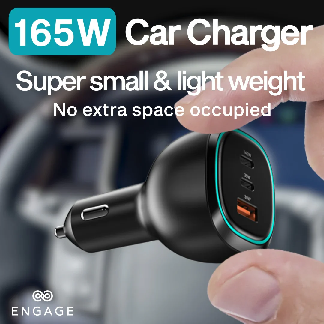 Engage, 3 Port USB-C Car Charger (165W)