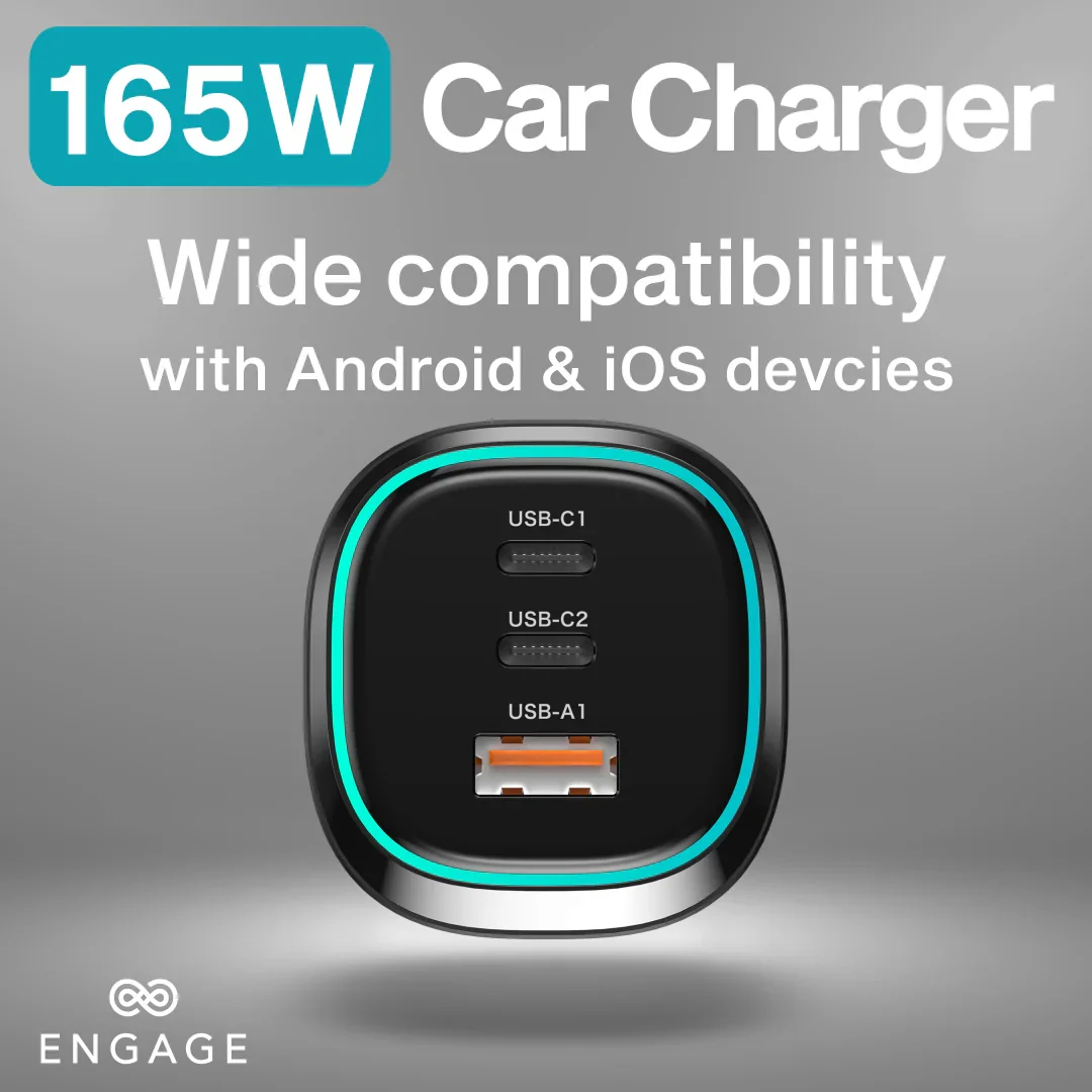 Engage, 3 Port USB-C Car Charger (165W)