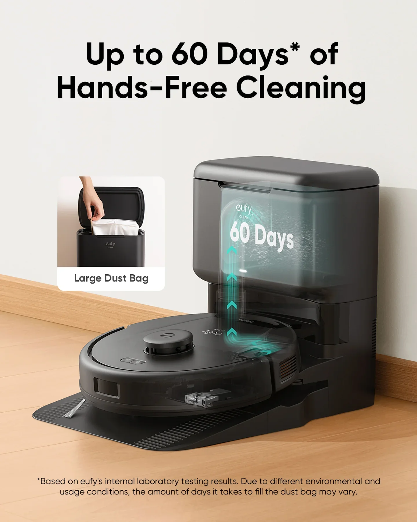 Eufy T2278V11, L60 Hybrid Robot Vacuum Cleaner with Self Empty Station - Black