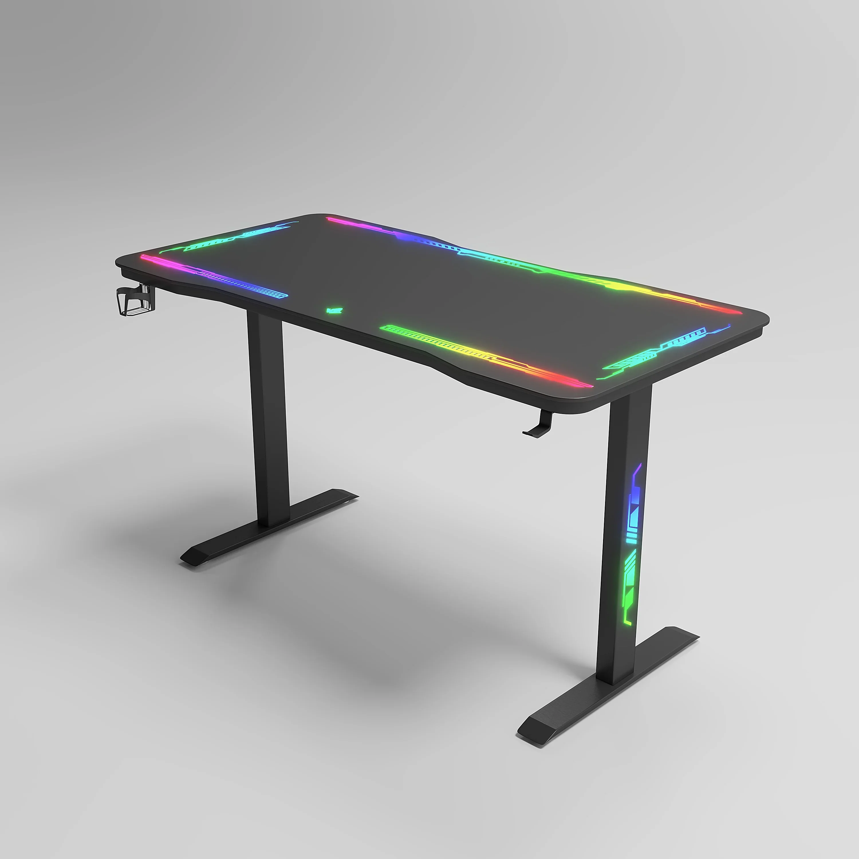 Gamax P206 Tempered Glass Surface Gaming Table 120x60x74cm with Mousepad & Full RGB - Black