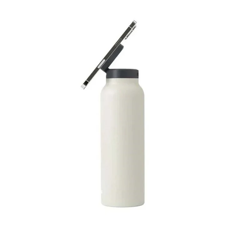 RINGO Water Bottle, 32 Oz/1 L, MagSafe Screw Lid MagSafe Booster Ring, Ivory