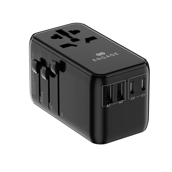 Engage, Universal Travel Adapter (65W, Dual USB-C/A Ports, With Type-C Cable)
