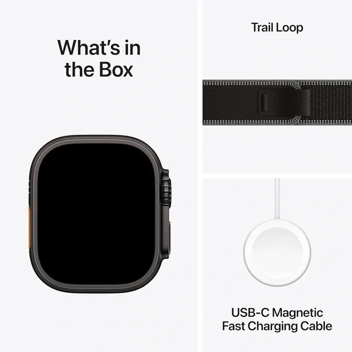 Apple Watch Ultra 3 GPS + Cellular 49mm Black Titanium Case with Black/Charcoal Trail Loop - M/L