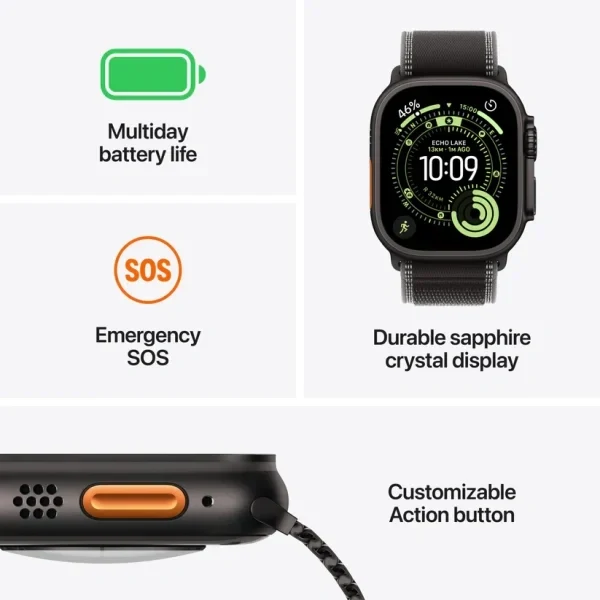 Apple Watch Ultra 3 GPS + Cellular 49mm Black Titanium Case with Black Alpine Loop