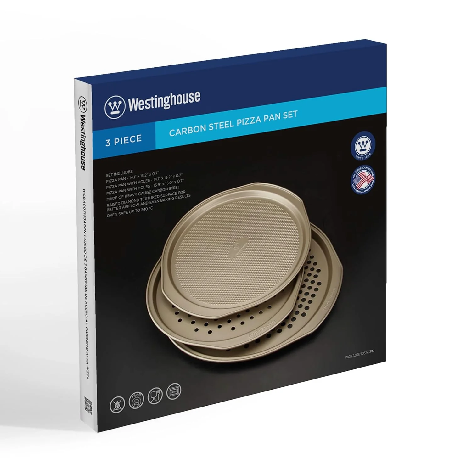 Westinghouse, 3-Piece Carbon Steel Pizza Pan Set