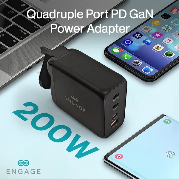 Engage, GaN Charger/Adapter (200W) – Black