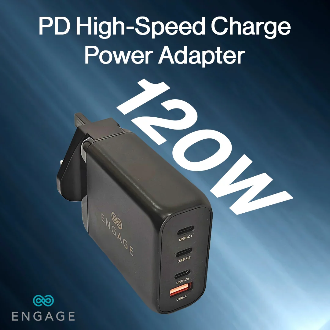 Engage, 4-Port GaN Travel Charger/Adapter (120W)