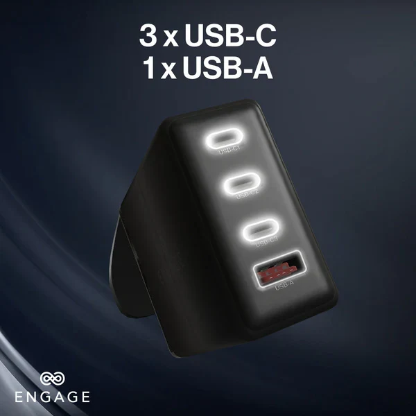 Engage, Power Adapter with Interchangeable UK/EU Plug & 4 Ports (100W)