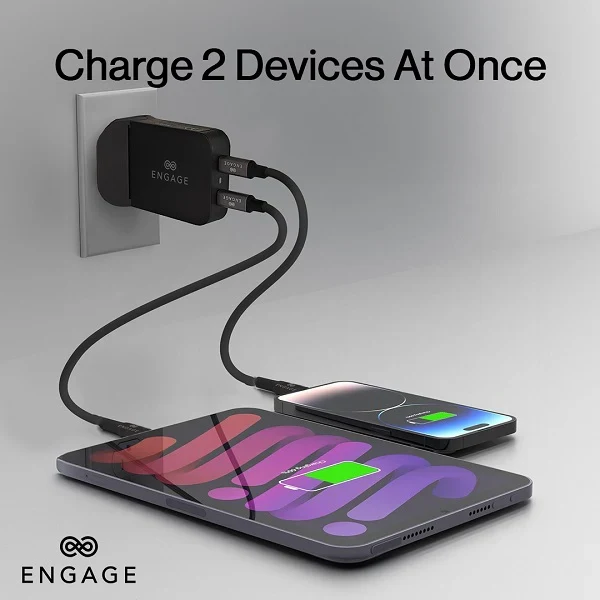 Engage, Foldable Dual USB-C Power Adapter (65W)