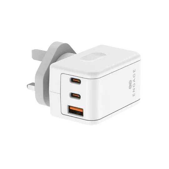 Engage, Dual USB-C + USB-A Power Adapter (65W) with 180° Rotating Plug