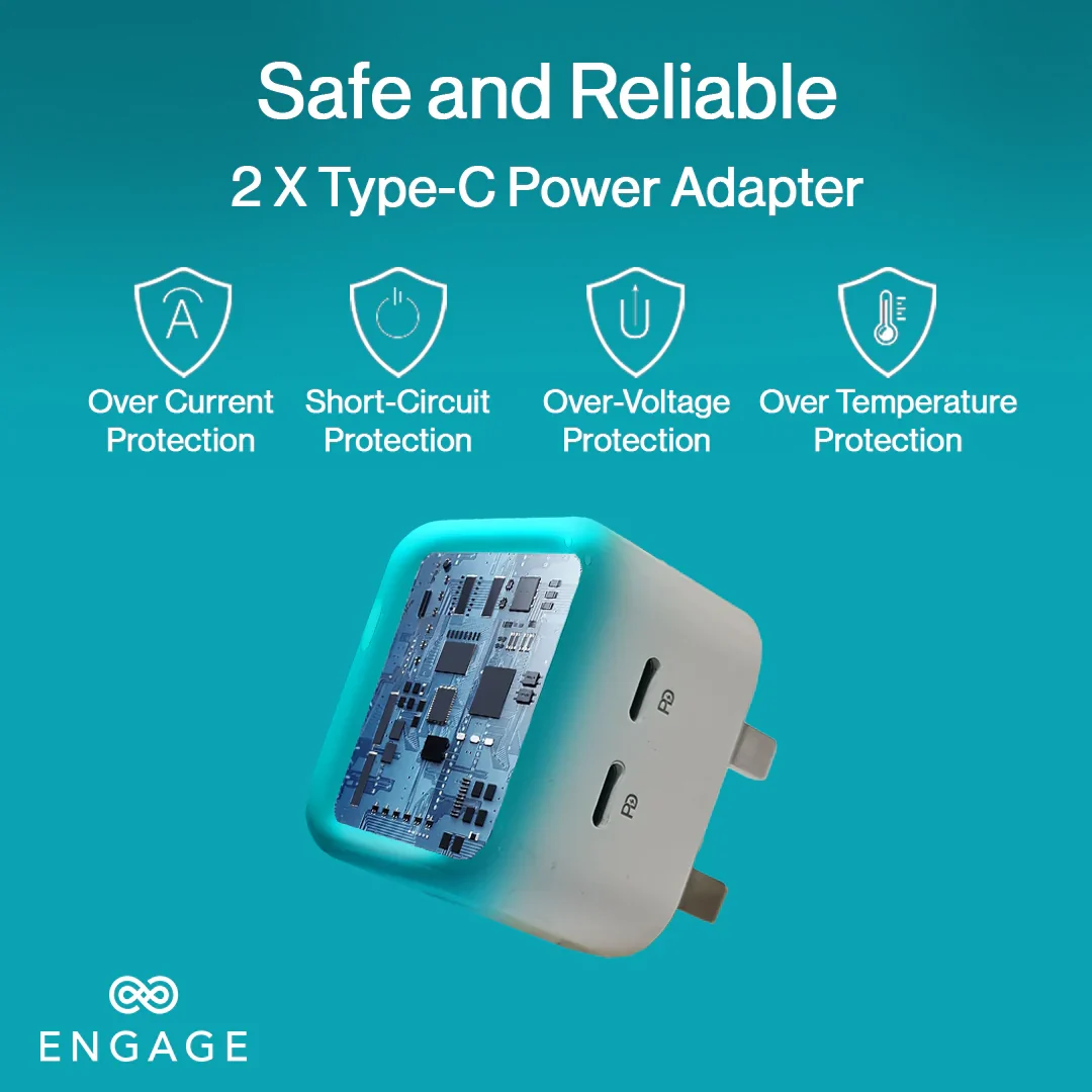 Engage, Dual USB-C Port Power Adapter (35W)