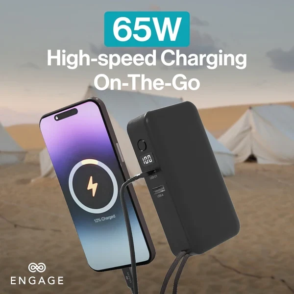 Engage, Hybrid 65W GaN Charger 10000mAh Power Bank