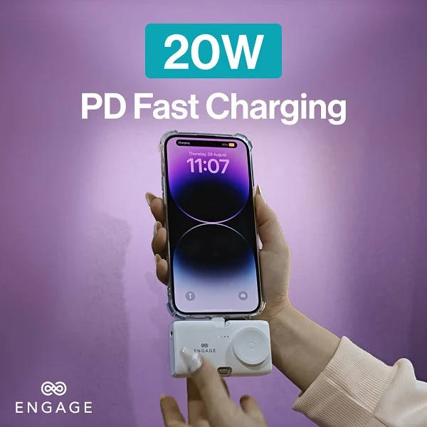 Engage, Portable Dual Port Lightning/USB-C & Watch Charging Power Bank (5000mAh)