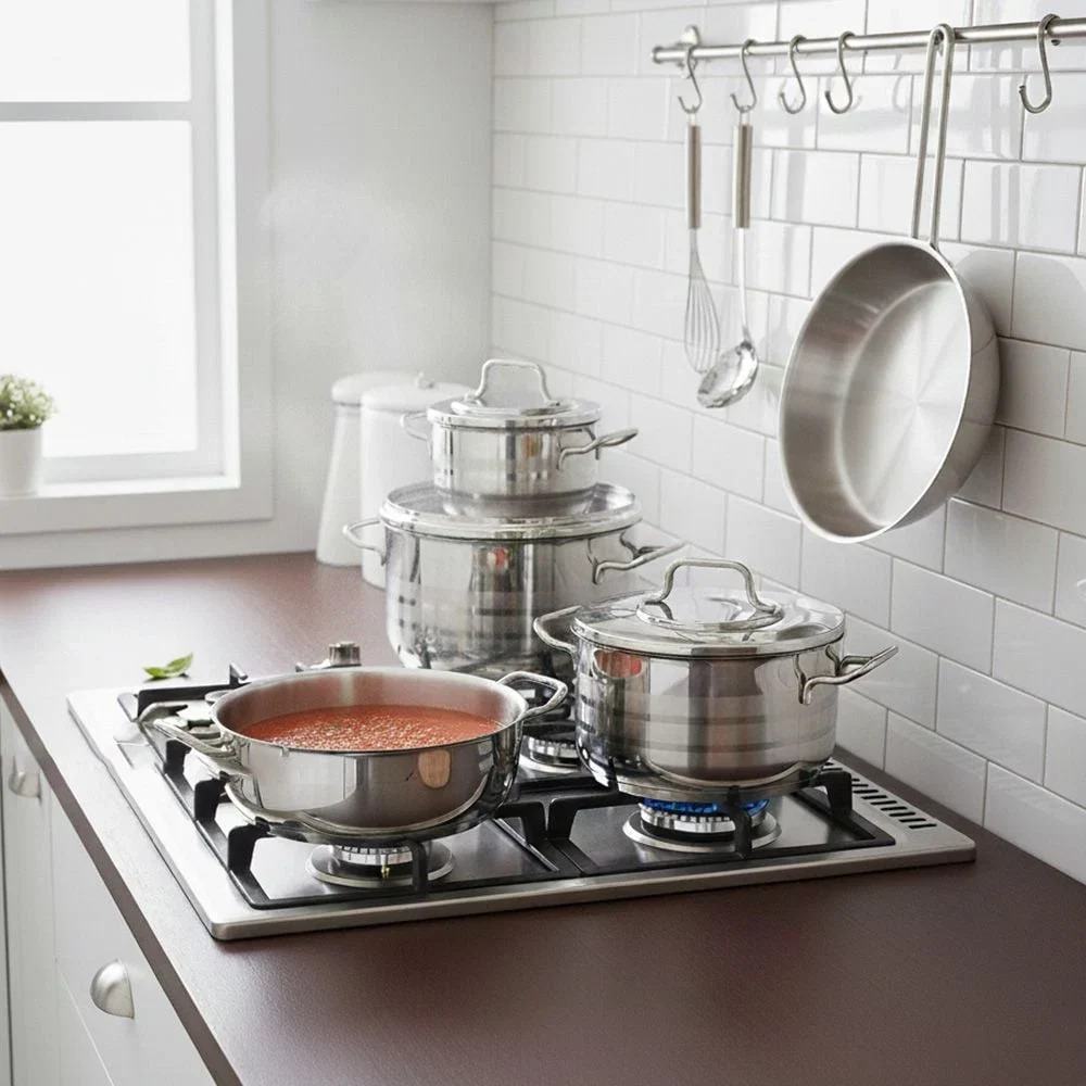 ASTRA ASTRA 9 Piece 18/10 Stainless Steel Cookware Set (24, 24, 20, 16 cm Casserole and 24 cm Pan) - Turkey